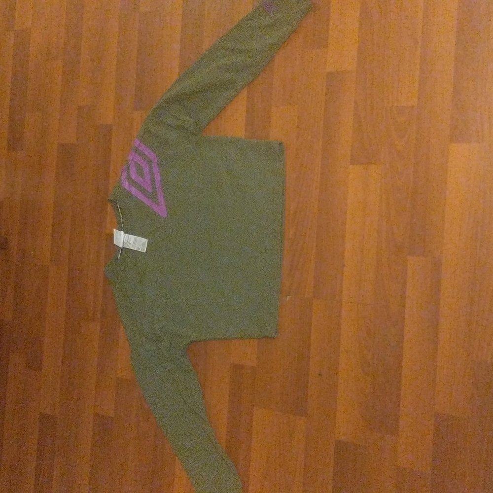 Umbro cropped olive green purple logo Sweatshirt small crew neck longsleeve